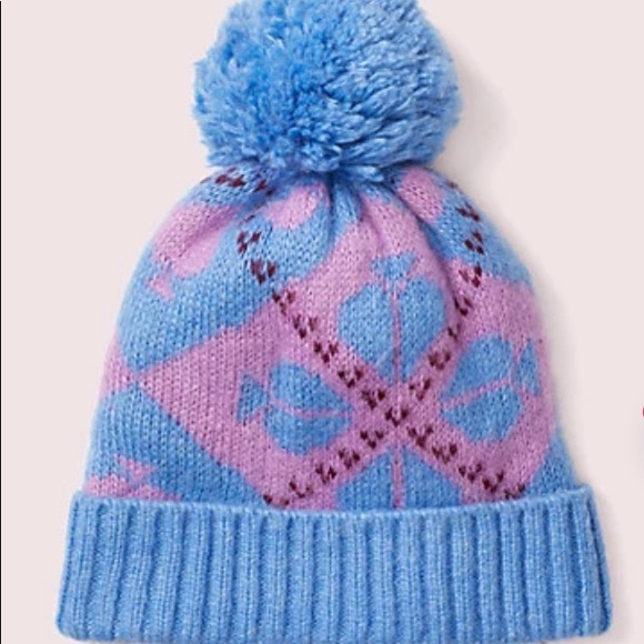 SOLD Kate Spade argyle Pom Pom toque - Picture 2 of 2